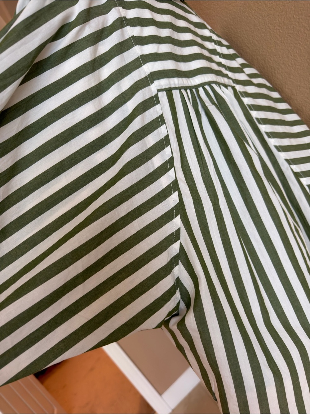 NWT Pilcro Anthropologie Green Striped Oversized Button-Down Shirt XS - Picture 7 of 8